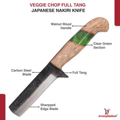 ™ Full Tang Tiny Predator Food Prep Kitchen Camping Cooking Japanese Deba Knife w/Walnut Wood & Genuine Leather