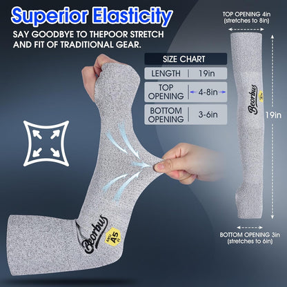 ANSI A5 Cut Resistant Arm Sleeves with Thumb Hole for Men & Women | Protective Sleeves, UV50+, High Risk Cut Protection, Gardening, Farmers Defense, Industry, for Thin Skin and Bruising