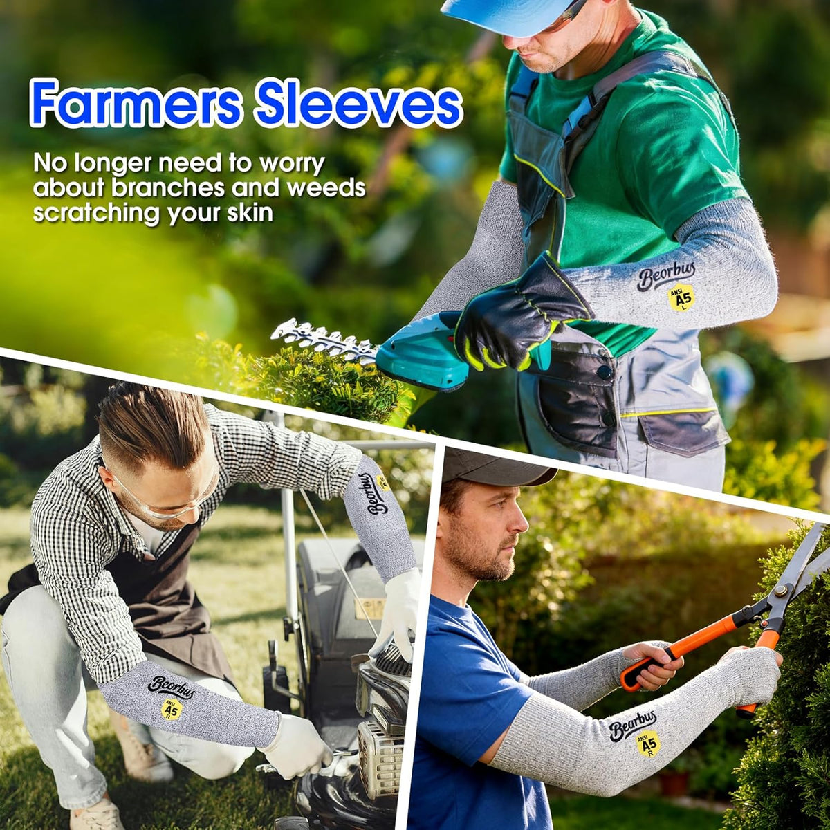 ANSI A5 Cut Resistant Arm Sleeves with Thumb Hole for Men & Women | Protective Sleeves, UV50+, High Risk Cut Protection, Gardening, Farmers Defense, Industry, for Thin Skin and Bruising
