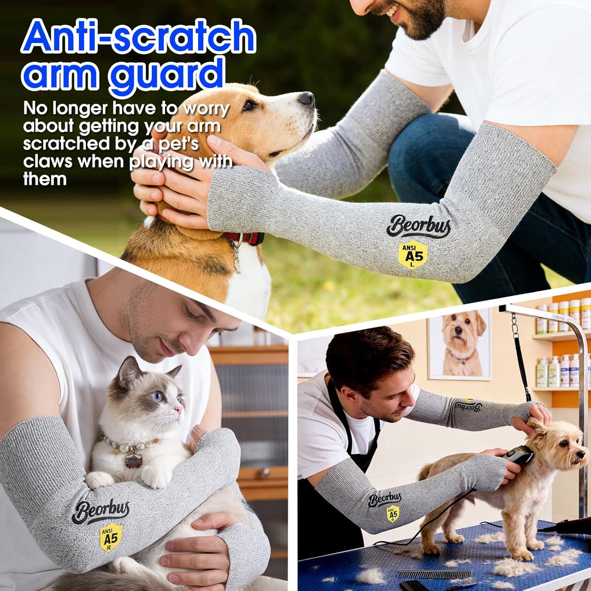 ANSI A5 Cut Resistant Arm Sleeves with Thumb Hole for Men & Women | Protective Sleeves, UV50+, High Risk Cut Protection, Gardening, Farmers Defense, Industry, for Thin Skin and Bruising
