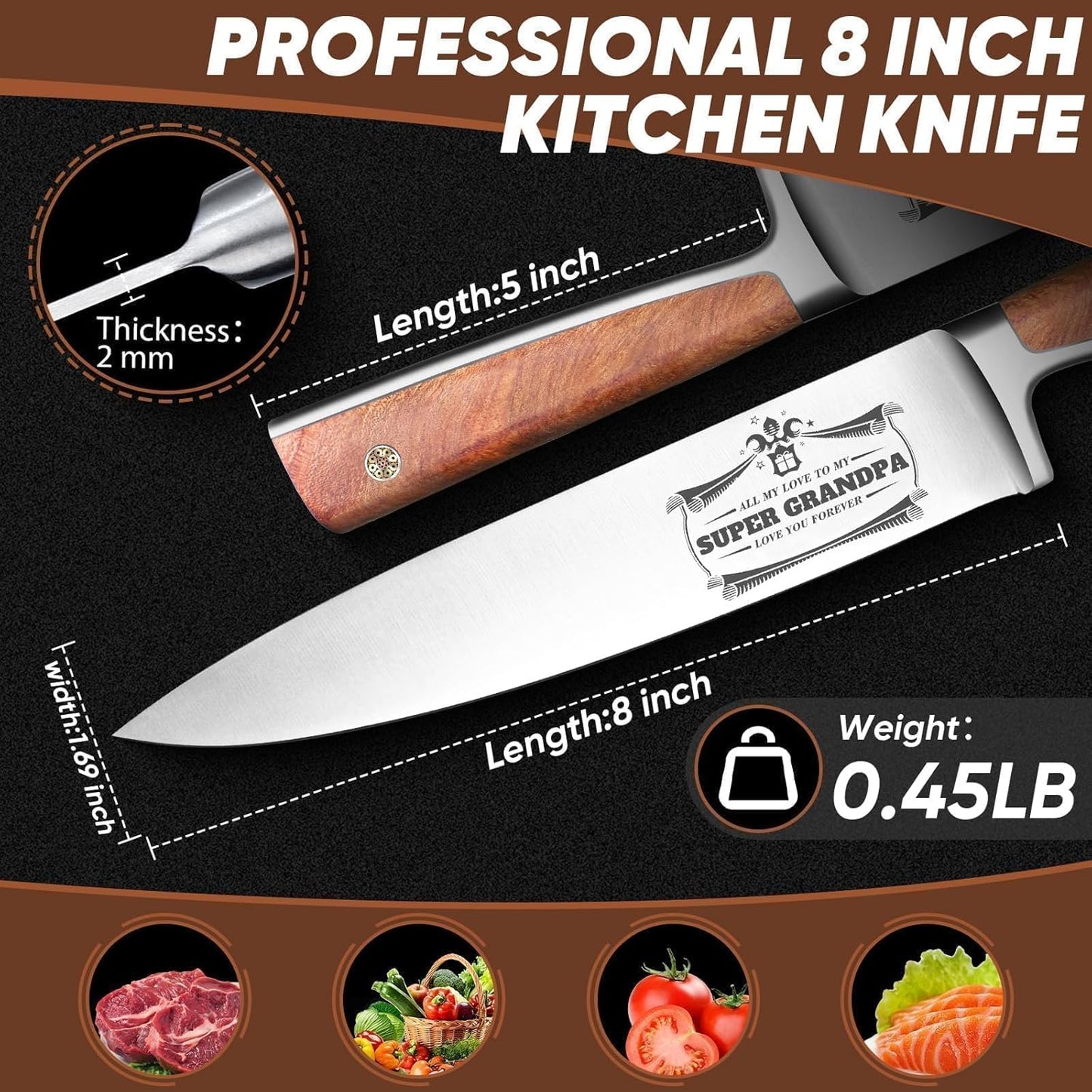 Huusk Viking Boning Knife 6 inch, Japanese Boning Knives for Meat Cutting, Full Tang Fillet Knife with Sheath, Brisket Trimming Knives for BBQ, Camping, Christmas Gift for Men and Women