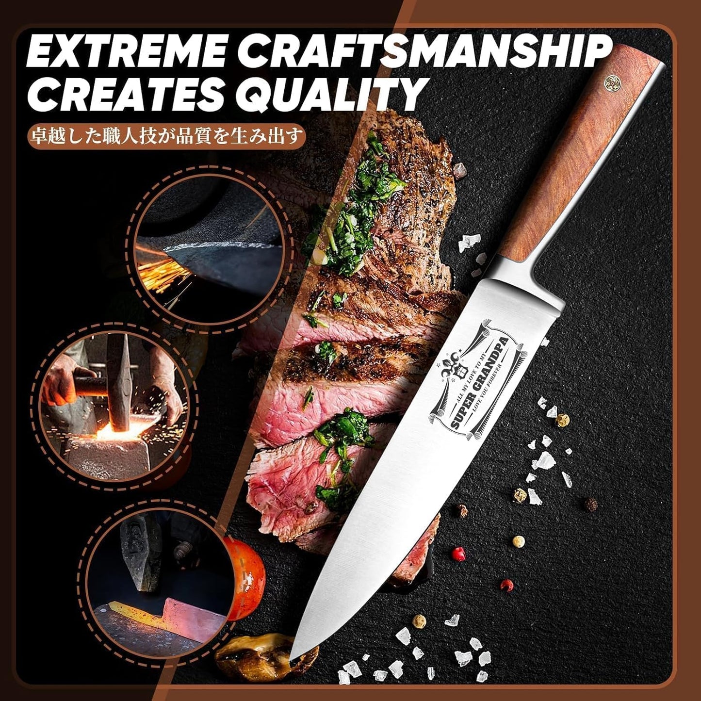 Huusk Viking Boning Knife 6 inch, Japanese Boning Knives for Meat Cutting, Full Tang Fillet Knife with Sheath, Brisket Trimming Knives for BBQ, Camping, Christmas Gift for Men and Women