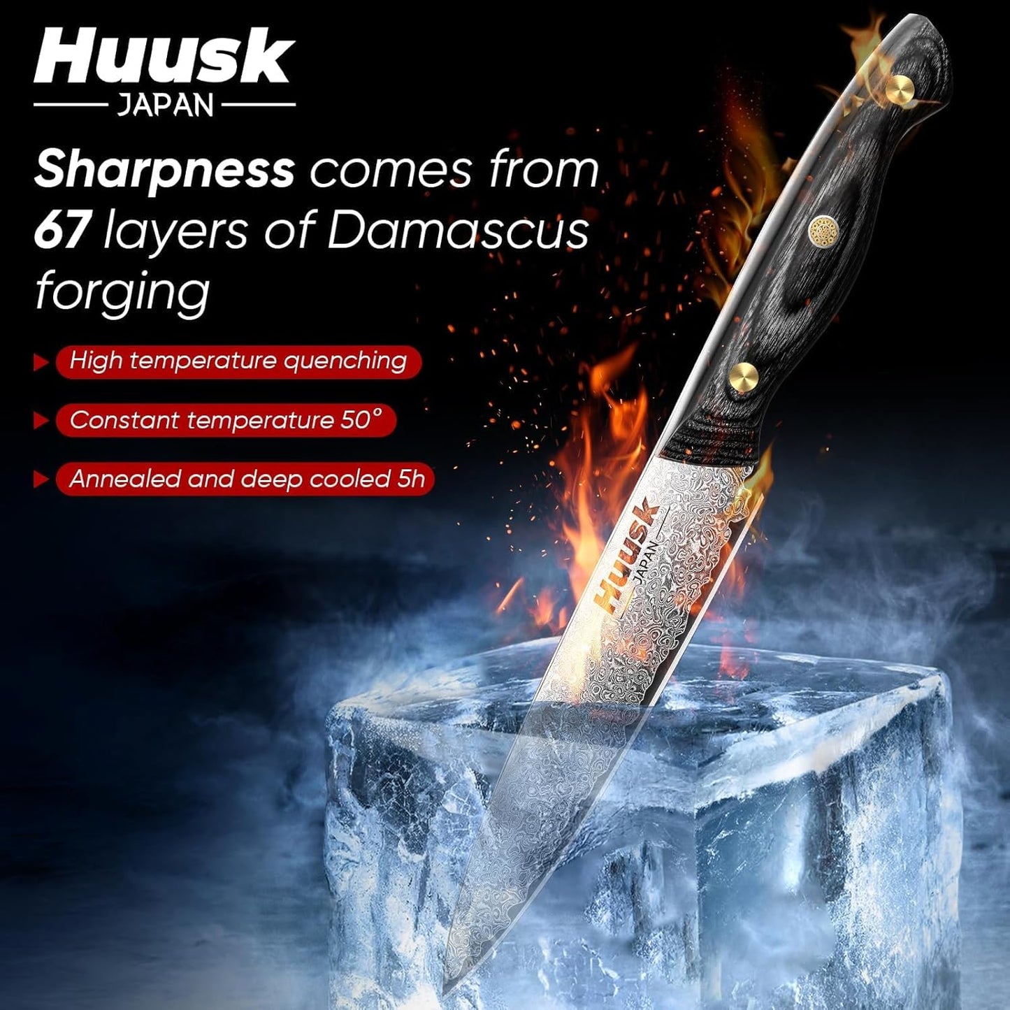 Huusk Viking Boning Knife 6 inch, Japanese Boning Knives for Meat Cutting, Full Tang Fillet Knife with Sheath, Brisket Trimming Knives for BBQ, Camping, Christmas Gift for Men and Women