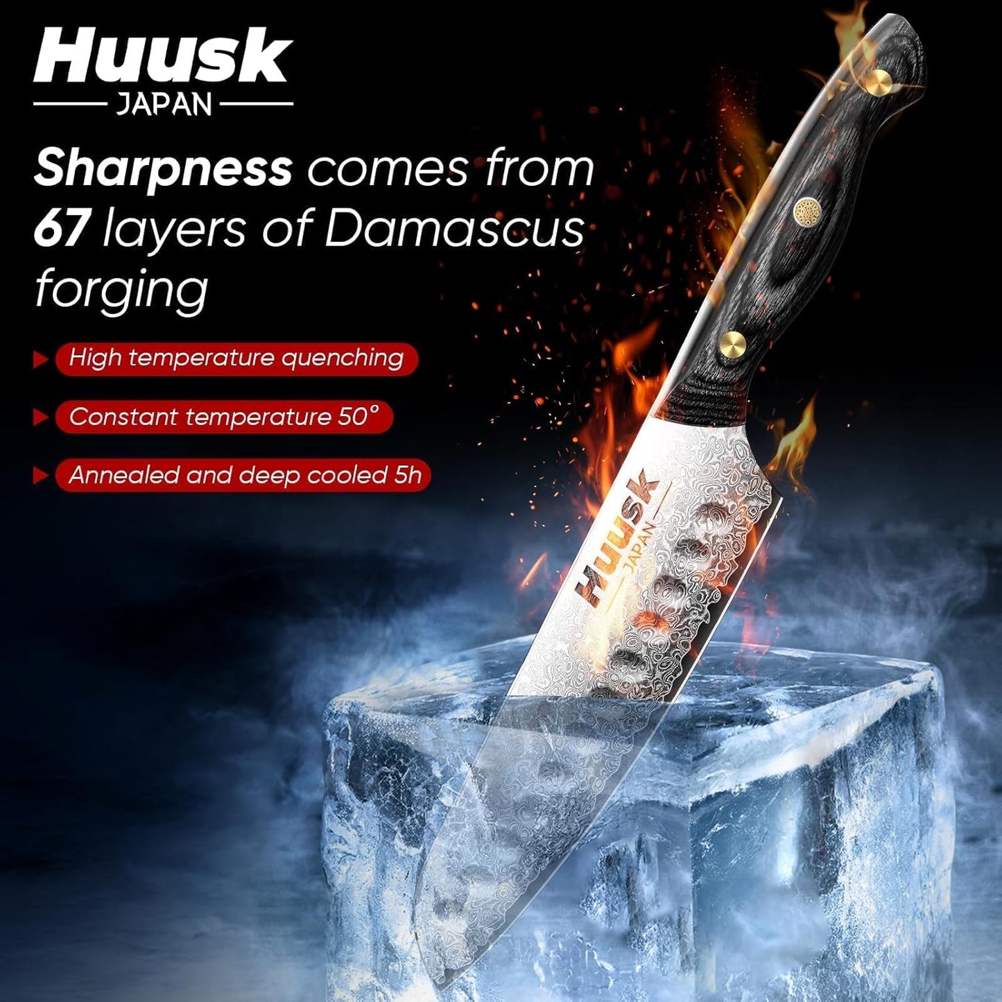 Huusk Viking Boning Knife 6 inch, Japanese Boning Knives for Meat Cutting, Full Tang Fillet Knife with Sheath, Brisket Trimming Knives for BBQ, Camping, Christmas Gift for Men and Women