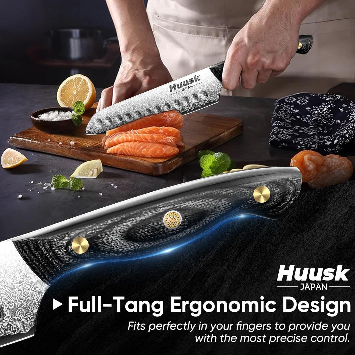 Huusk Viking Boning Knife 6 inch, Japanese Boning Knives for Meat Cutting, Full Tang Fillet Knife with Sheath, Brisket Trimming Knives for BBQ, Camping, Christmas Gift for Men and Women