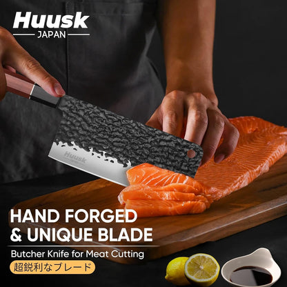 Huusk Viking Boning Knife 6 inch, Japanese Boning Knives for Meat Cutting, Full Tang Fillet Knife with Sheath, Brisket Trimming Knives for BBQ, Camping, Christmas Gift for Men and Women