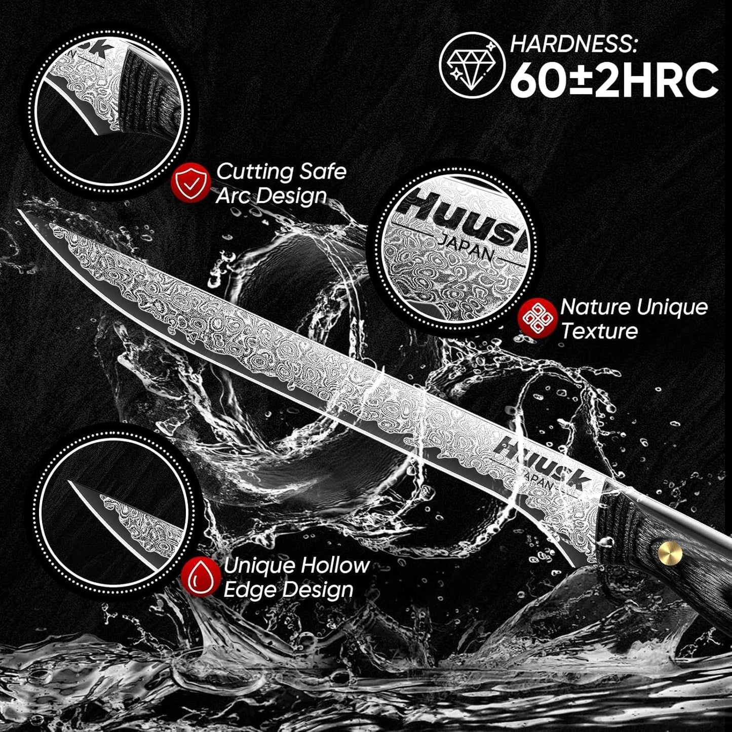 Huusk Viking Boning Knife 6 inch, Japanese Boning Knives for Meat Cutting, Full Tang Fillet Knife with Sheath, Brisket Trimming Knives for BBQ, Camping, Christmas Gift for Men and Women