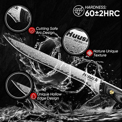 Huusk Viking Boning Knife 6 inch, Japanese Boning Knives for Meat Cutting, Full Tang Fillet Knife with Sheath, Brisket Trimming Knives for BBQ, Camping, Christmas Gift for Men and Women