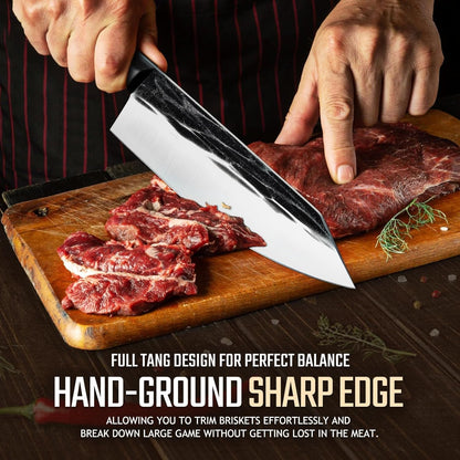 Huusk Viking Boning Knife 6 inch, Japanese Boning Knives for Meat Cutting, Full Tang Fillet Knife with Sheath, Brisket Trimming Knives for BBQ, Camping, Christmas Gift for Men and Women