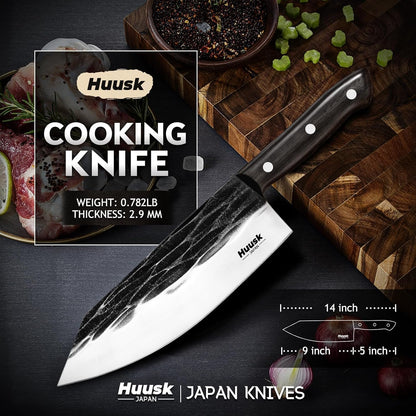 Huusk Viking Boning Knife 6 inch, Japanese Boning Knives for Meat Cutting, Full Tang Fillet Knife with Sheath, Brisket Trimming Knives for BBQ, Camping, Christmas Gift for Men and Women