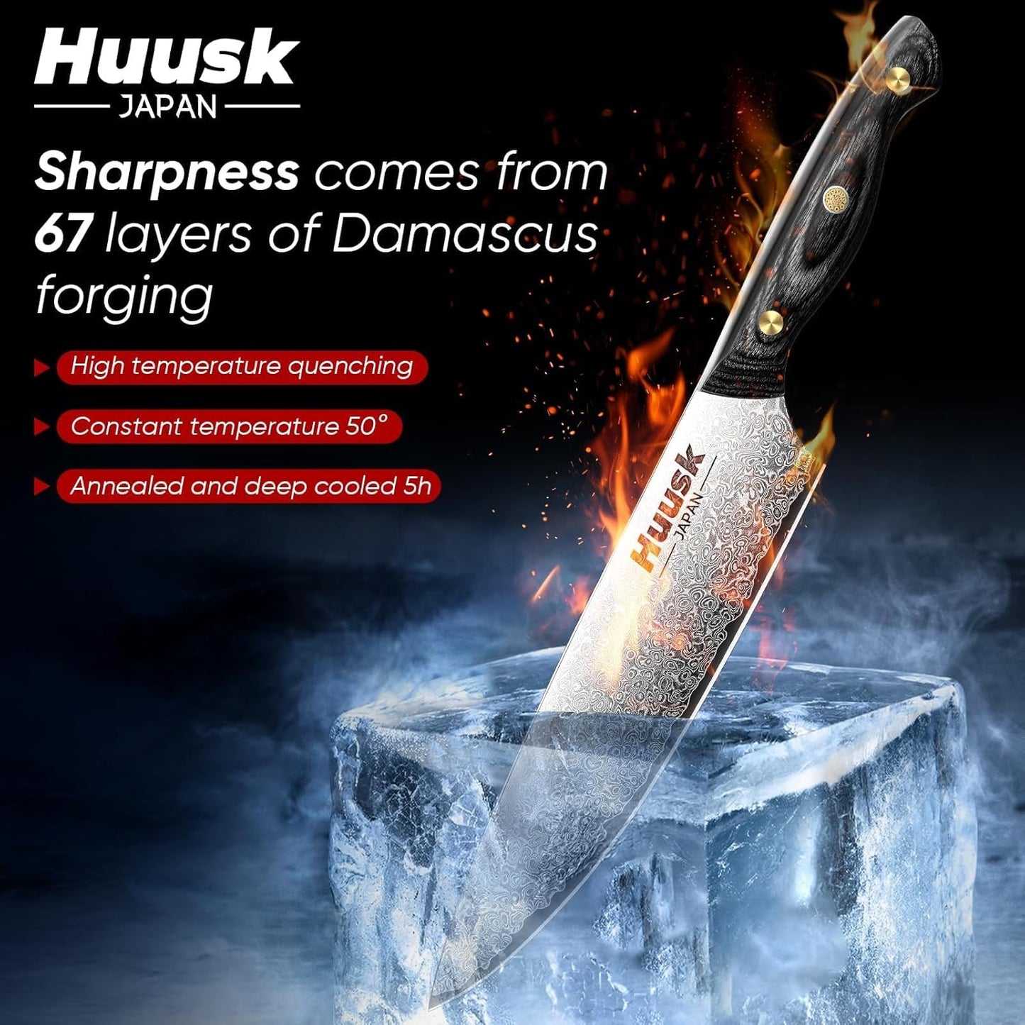 Huusk Viking Boning Knife 6 inch, Japanese Boning Knives for Meat Cutting, Full Tang Fillet Knife with Sheath, Brisket Trimming Knives for BBQ, Camping, Christmas Gift for Men and Women