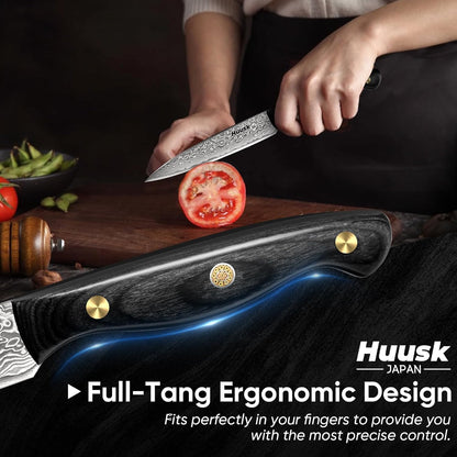 Huusk Viking Boning Knife 6 inch, Japanese Boning Knives for Meat Cutting, Full Tang Fillet Knife with Sheath, Brisket Trimming Knives for BBQ, Camping, Christmas Gift for Men and Women