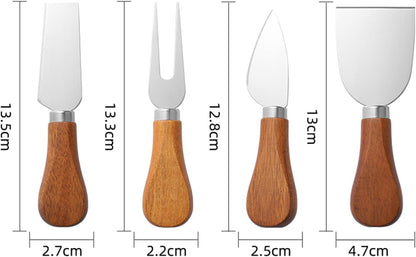 Cheese Knives Set for Charcuterie Board Accessories Stainless Steel Knife with Wood Handle Cheese Slicer Cutter