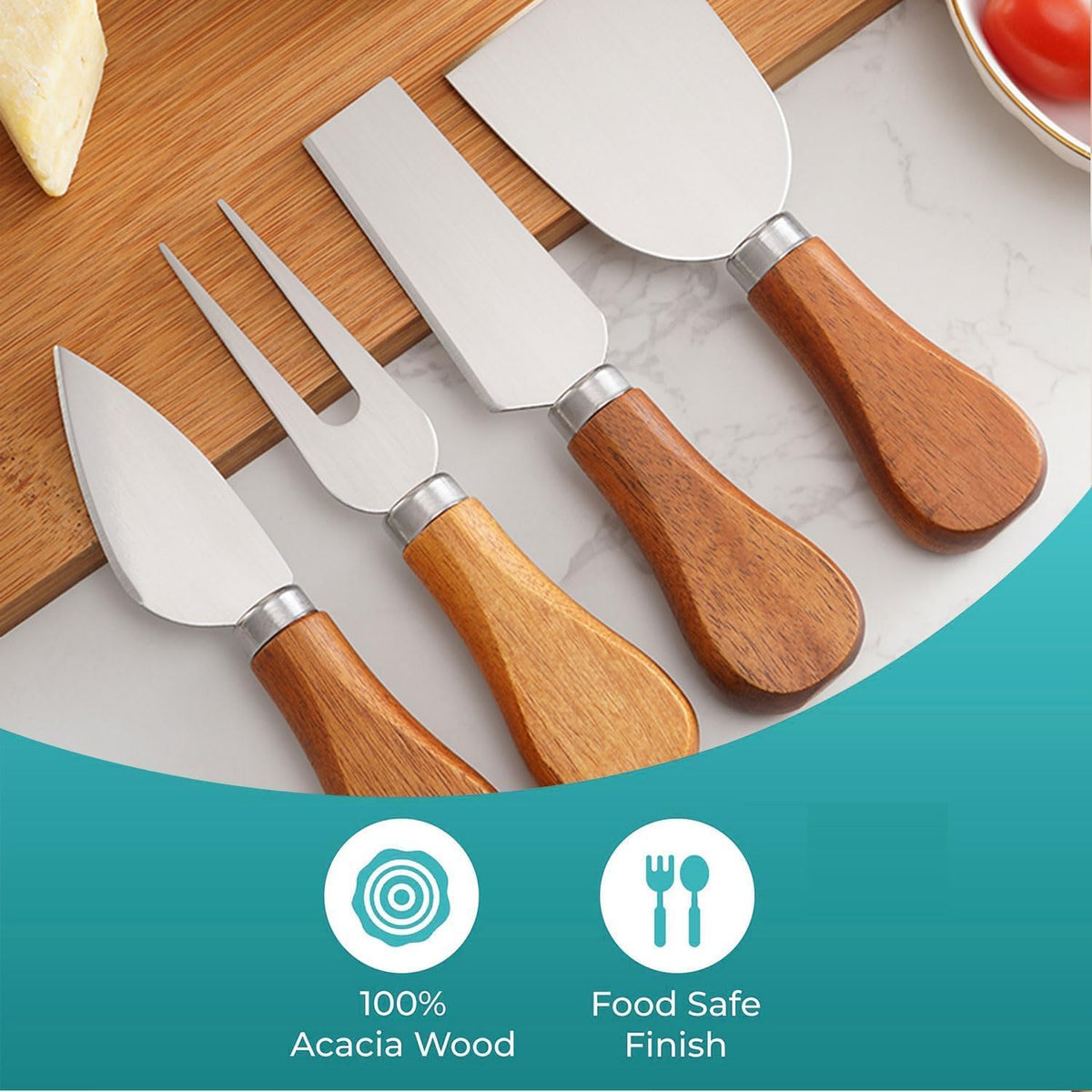 Cheese Knives Set for Charcuterie Board Accessories Stainless Steel Knife with Wood Handle Cheese Slicer Cutter