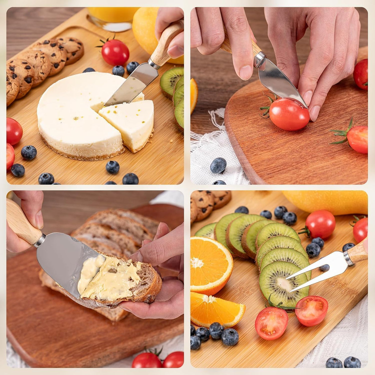 Cheese Knives Set for Charcuterie Board Accessories Stainless Steel Knife with Wood Handle Cheese Slicer Cutter
