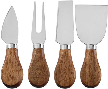 Cheese Knives Set for Charcuterie Board Accessories Stainless Steel Knife with Wood Handle Cheese Slicer Cutter