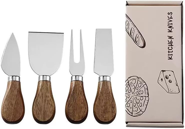 Cheese Knives Set for Charcuterie Board Accessories Stainless Steel Knife with Wood Handle Cheese Slicer Cutter