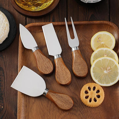 Cheese Knives Set for Charcuterie Board Accessories Stainless Steel Knife with Wood Handle Cheese Slicer Cutter