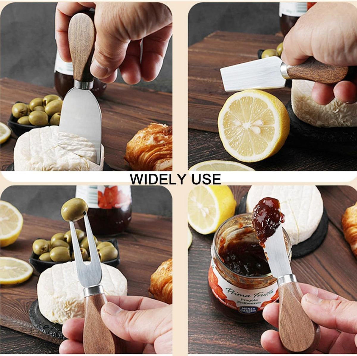 Cheese Knives Set for Charcuterie Board Accessories Stainless Steel Knife with Wood Handle Cheese Slicer Cutter