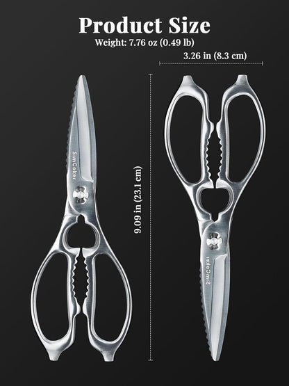 Heavy-Duty Kitchen Scissors Forged from Stainless Steel | All-purpose scissors with 3Cr14 blades, bottle opener, nutcracker and fish scaler; dishwasher safe