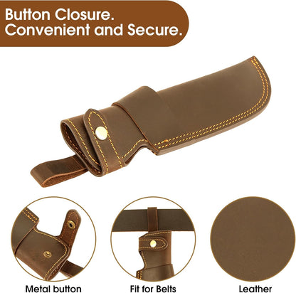 Premium Leather Knife Sheath, 5.1 Inch EDC Knife Holster belt, Knife Scabbard Cover, Shop Knife Sheath Knives Sleeves Case Edge Guards Blade Protectors (Brown)