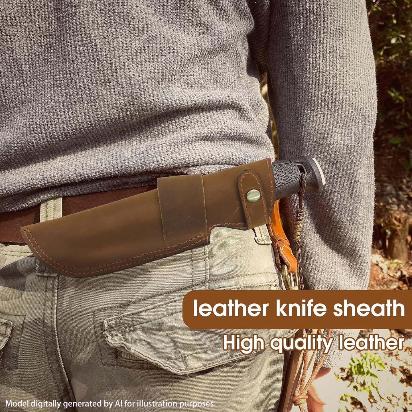 Premium Leather Knife Sheath, 5.1 Inch EDC Knife Holster belt, Knife Scabbard Cover, Shop Knife Sheath Knives Sleeves Case Edge Guards Blade Protectors (Brown)