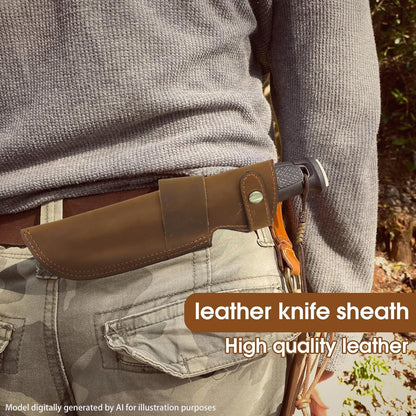 Premium Leather Knife Sheath, 5.1 Inch EDC Knife Holster belt, Knife Scabbard Cover, Shop Knife Sheath Knives Sleeves Case Edge Guards Blade Protectors (Brown)