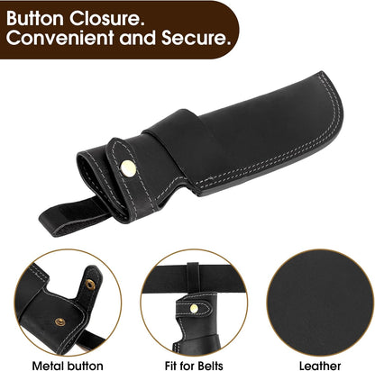 Premium Leather Knife Sheath, 5.1 Inch EDC Knife Holster belt, Knife Scabbard Cover, Shop Knife Sheath Knives Sleeves Case Edge Guards Blade Protectors (Brown)