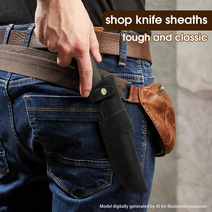 Premium Leather Knife Sheath, 5.1 Inch EDC Knife Holster belt, Knife Scabbard Cover, Shop Knife Sheath Knives Sleeves Case Edge Guards Blade Protectors (Brown)