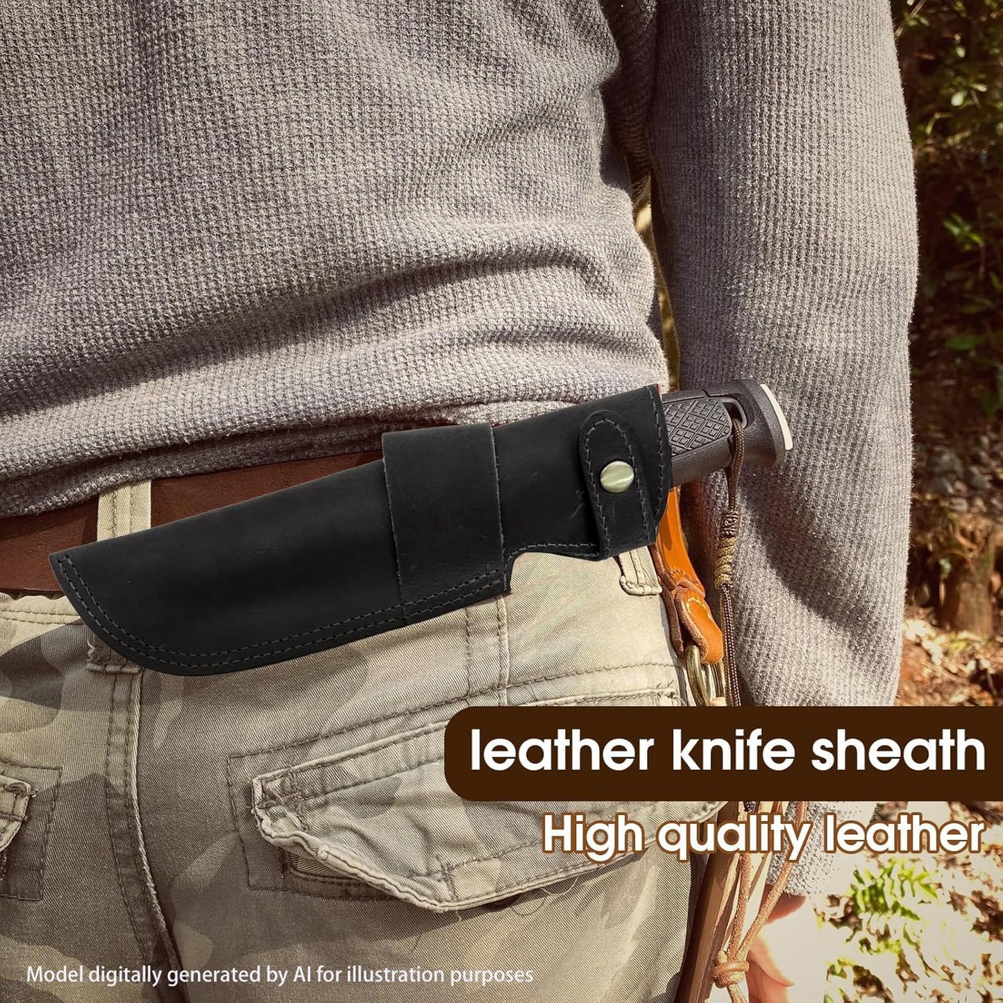 Premium Leather Knife Sheath, 5.1 Inch EDC Knife Holster belt, Knife Scabbard Cover, Shop Knife Sheath Knives Sleeves Case Edge Guards Blade Protectors (Brown)