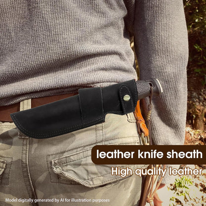 Premium Leather Knife Sheath, 5.1 Inch EDC Knife Holster belt, Knife Scabbard Cover, Shop Knife Sheath Knives Sleeves Case Edge Guards Blade Protectors (Brown)