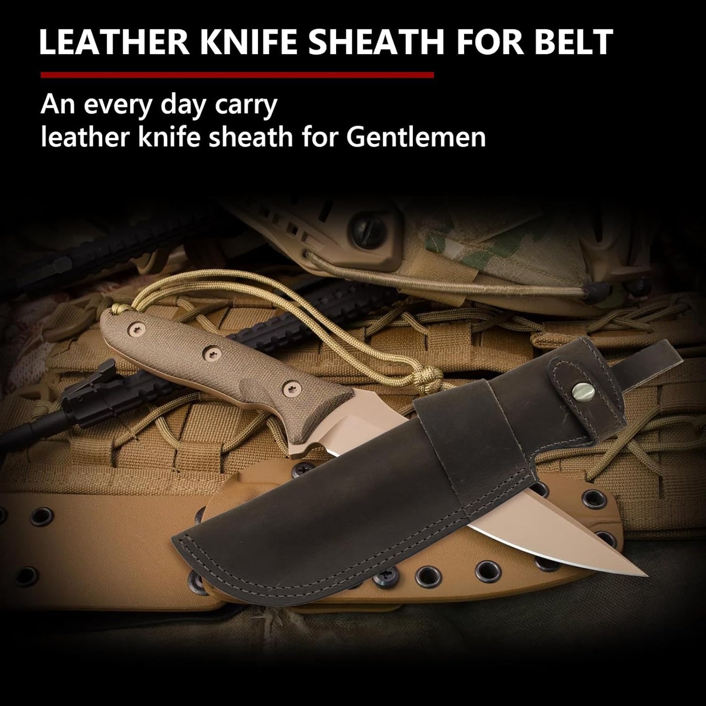 Premium Leather Knife Sheath, 5.1 Inch EDC Knife Holster belt, Knife Scabbard Cover, Shop Knife Sheath Knives Sleeves Case Edge Guards Blade Protectors (Brown)