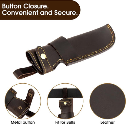 Premium Leather Knife Sheath, 5.1 Inch EDC Knife Holster belt, Knife Scabbard Cover, Shop Knife Sheath Knives Sleeves Case Edge Guards Blade Protectors (Brown)