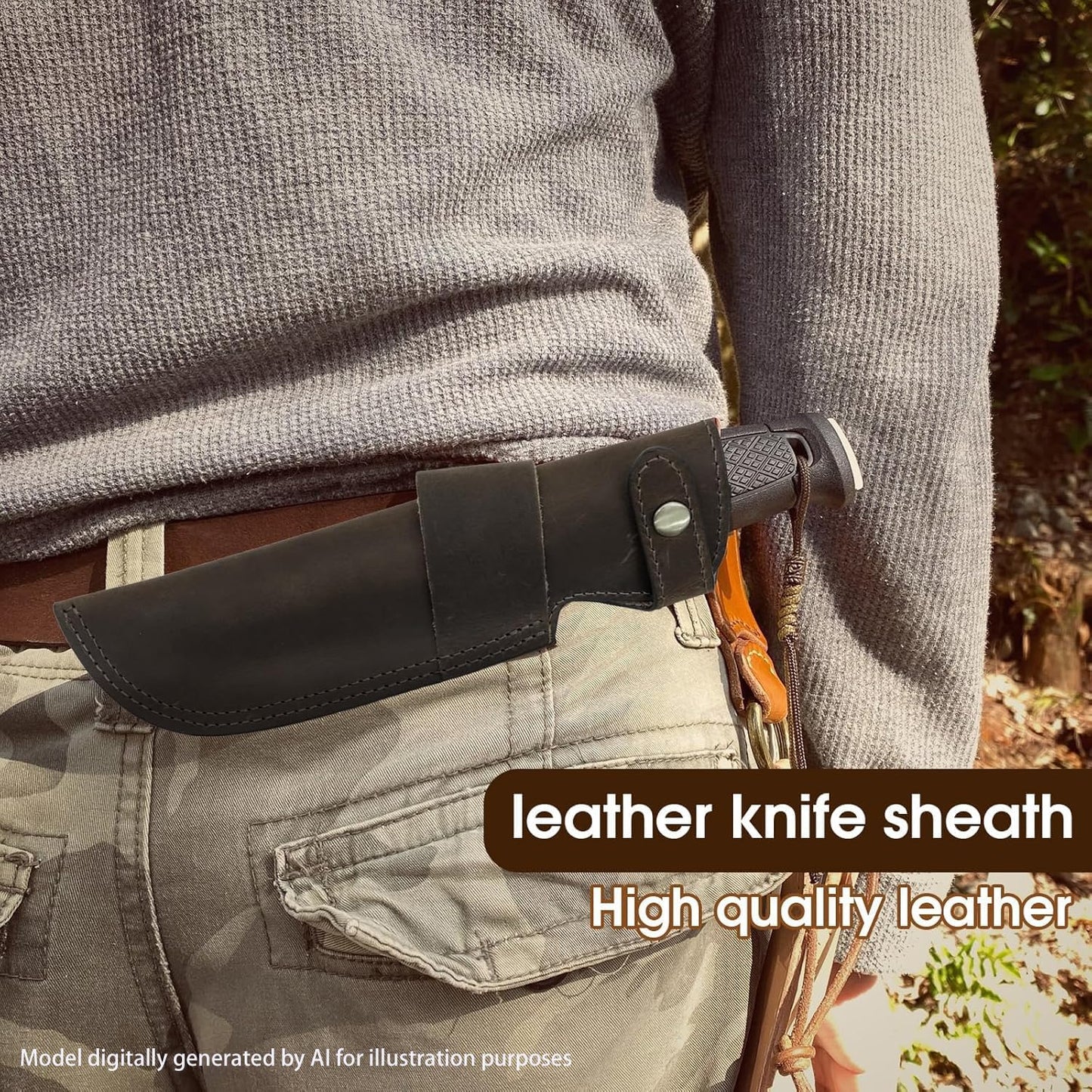 Premium Leather Knife Sheath, 5.1 Inch EDC Knife Holster belt, Knife Scabbard Cover, Shop Knife Sheath Knives Sleeves Case Edge Guards Blade Protectors (Brown)