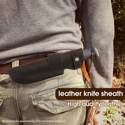 Premium Leather Knife Sheath, 5.1 Inch EDC Knife Holster belt, Knife Scabbard Cover, Shop Knife Sheath Knives Sleeves Case Edge Guards Blade Protectors (Brown)