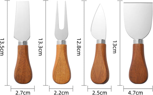 Cheese Knives Set for Charcuterie Board Accessories Stainless Steel Knife with Wood Handle Cheese Slicer Cutter