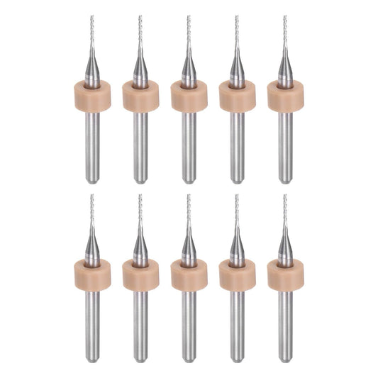 10pcs End Mill Bits 0.8mm Solid Carbide CNC Router Bits Engraving Cutter Tools for PCB Circuit Board Milling Machine Wood Carving, 1/8" Straight Shank