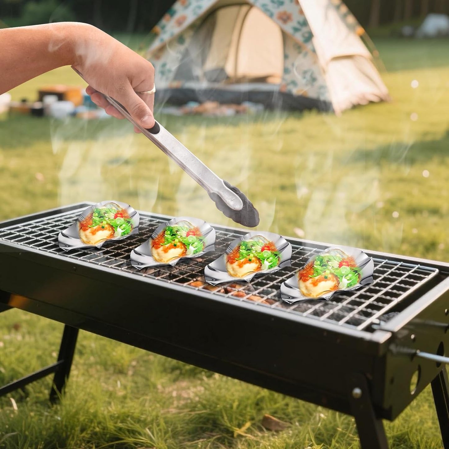 Set of 36 Stainless Steel Grillable Oyster Shells Reusable for Baked Grilled Shells for Cooking Silver Kitchen Metal Oyster Dish for Seafood Clam Scallop
