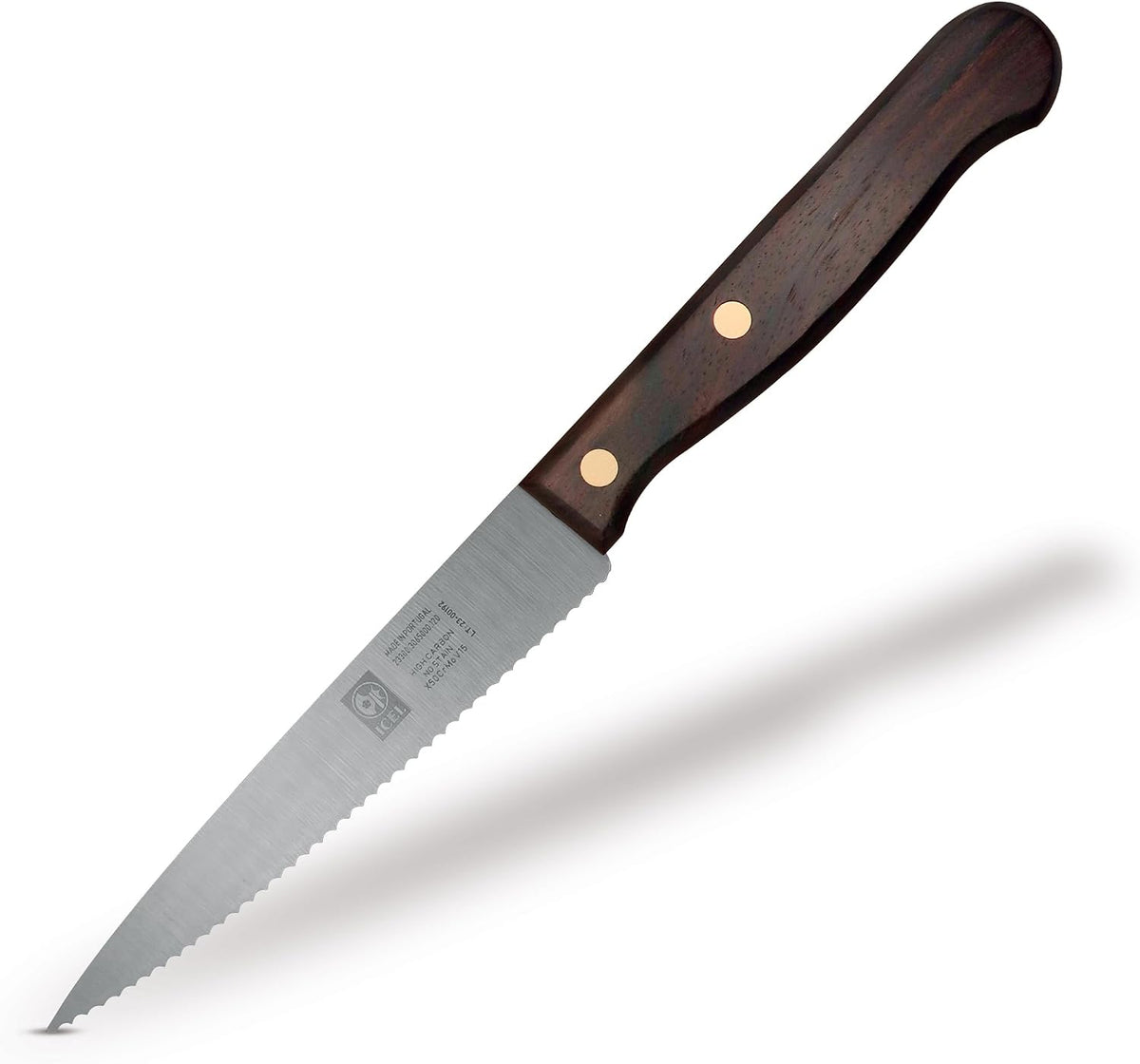 4-Inch Serrated Paring Knife, Brown Rosewood Handle, Full tang Blade