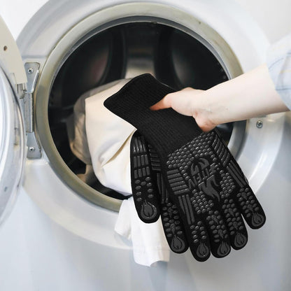 BBQ Gloves, Oven Gloves, 1472°F Extreme Heat Resistant Barbecue Gloves, Silicone Non-Slip Oven Mitts, Kitchen for Cooking, Grilling, and Baking