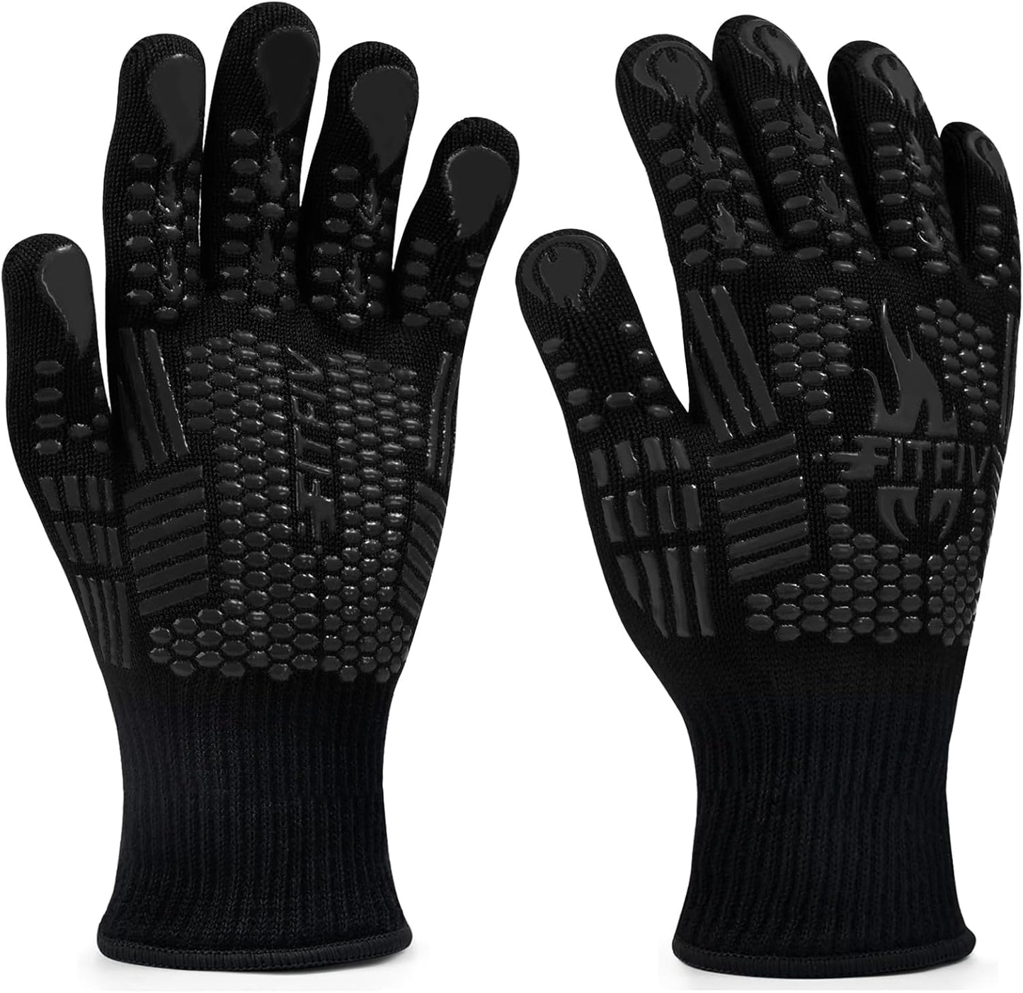 BBQ Gloves, Oven Gloves, 1472°F Extreme Heat Resistant Barbecue Gloves, Silicone Non-Slip Oven Mitts, Kitchen for Cooking, Grilling, and Baking