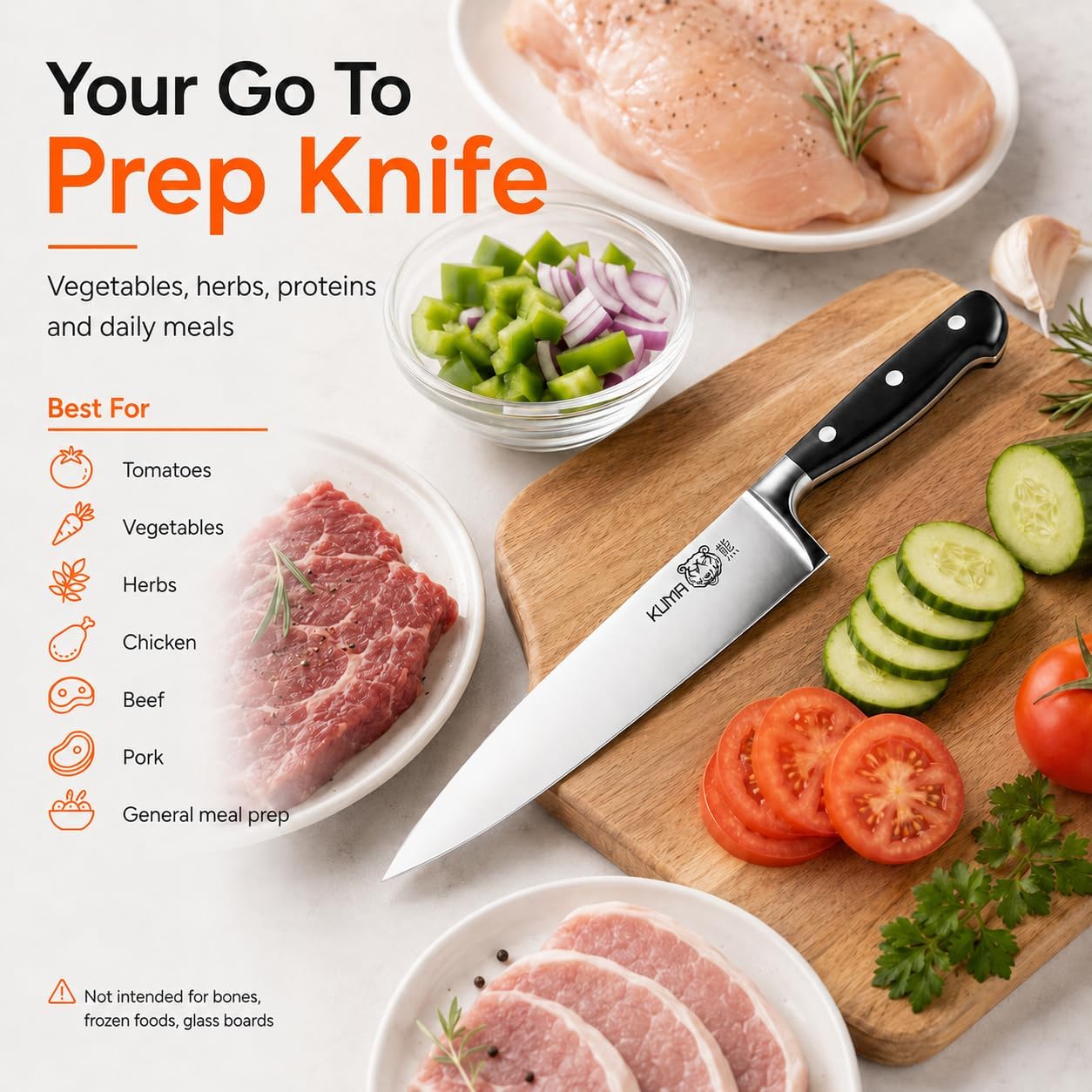 8 Inch Chef Knife, Razor Sharp Stainless Steel Blade with Gift Box | Ergonomic handle; balanced control; multipurpose prep for vegetables, herbs, fruit and boneless meats