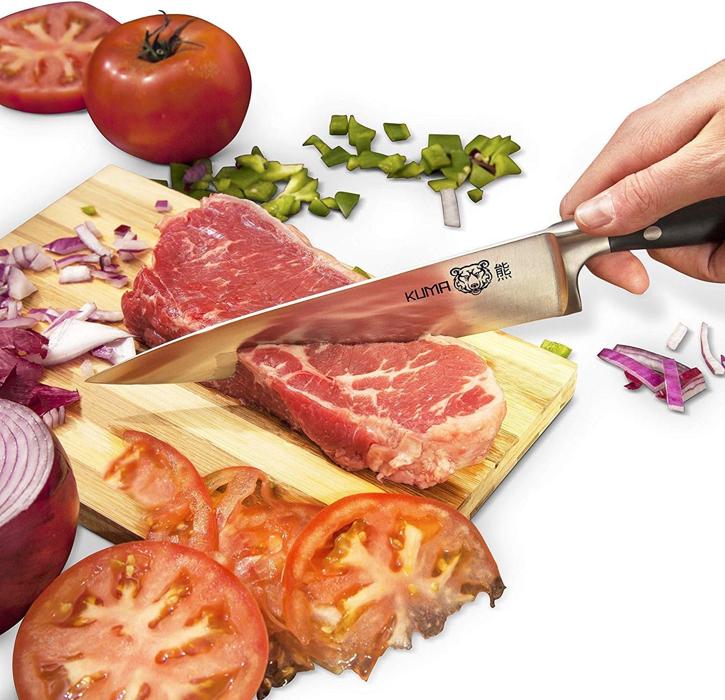 8 Inch Chef Knife, Razor Sharp Stainless Steel Blade with Gift Box | Ergonomic handle; balanced control; multipurpose prep for vegetables, herbs, fruit and boneless meats