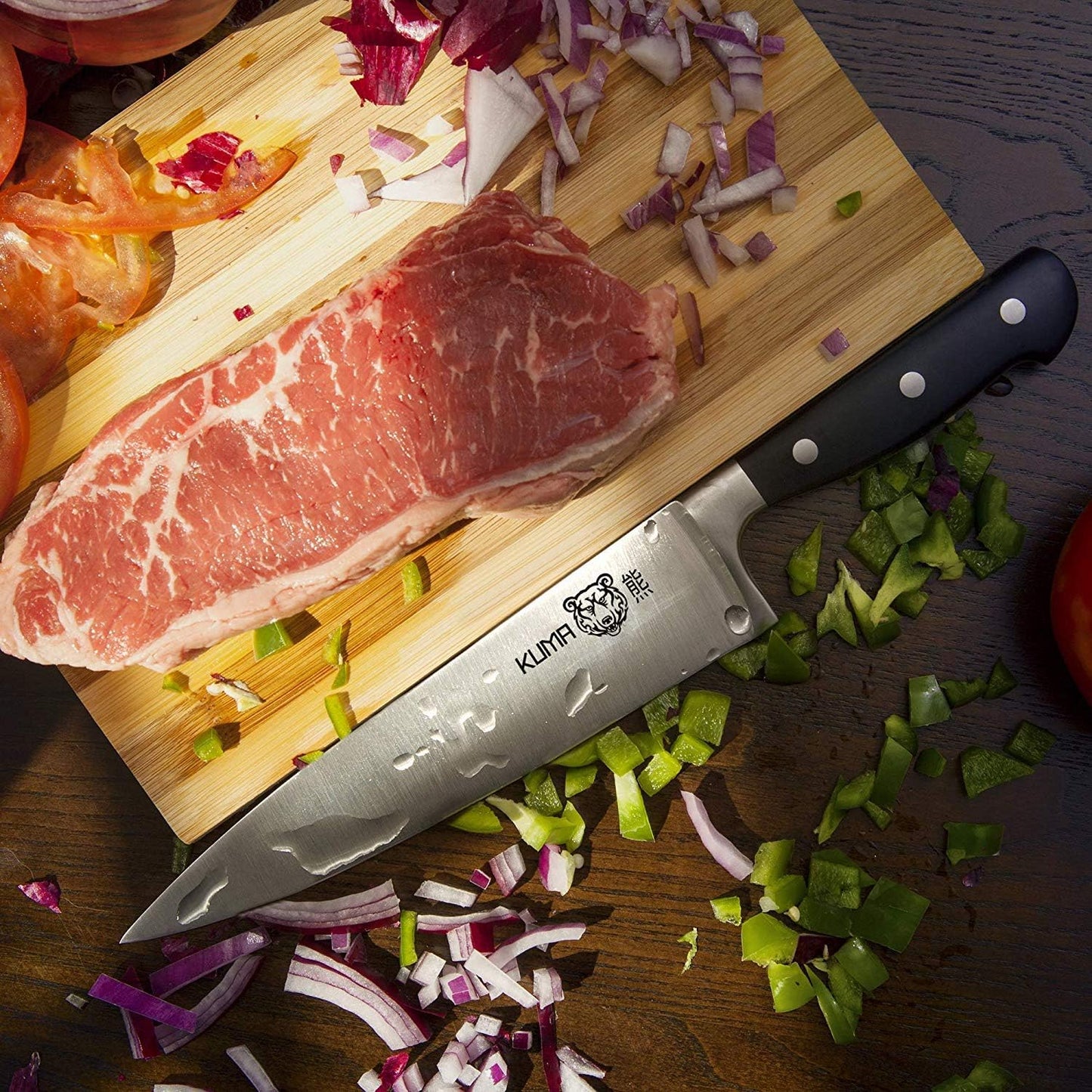 8 Inch Chef Knife, Razor Sharp Stainless Steel Blade with Gift Box | Ergonomic handle; balanced control; multipurpose prep for vegetables, herbs, fruit and boneless meats