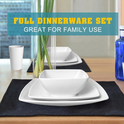 88-piece With Flatware Plastic Kitchen Wheat Straw Square Dinnerware Set for 8, Unbreakable Dinner/Salad/Appetizer Plates, Snack Bowls, Dipping Sauce Cups,Tumblers, Dishwasher Safe Dish,Black