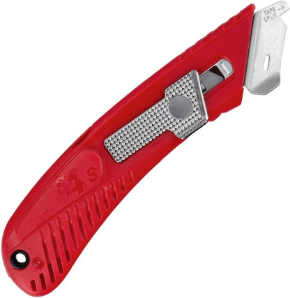 S4R Safety Cutter, Retractable Utility Knife with an Ergonomical Design, Bladeless Tape Splitter, Steel Guard for Safety and Damage Protection, for Warehouse and In-Store Cutting , Green