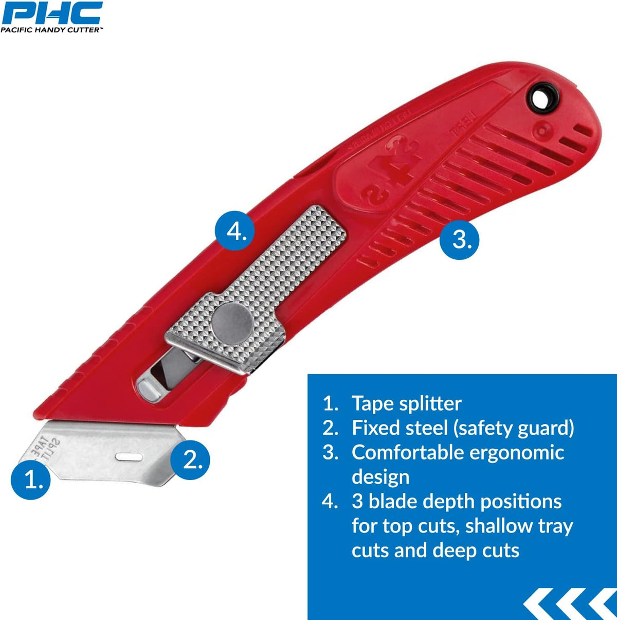 S4R Safety Cutter, Retractable Utility Knife with an Ergonomical Design, Bladeless Tape Splitter, Steel Guard for Safety and Damage Protection, for Warehouse and In-Store Cutting , Green