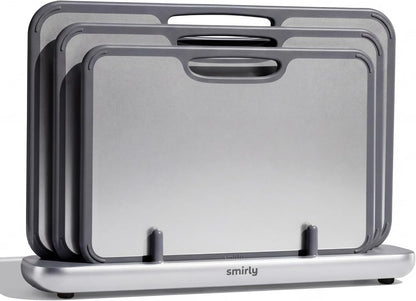 Titanium Cutting Board for Kitchen, Double Sided Chopping Board Set with Holder, Pure Titanium, 3 Pack (Cloud White)