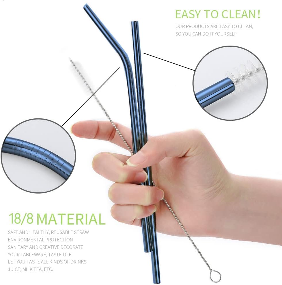 Stainless Steel Travel Utensil Set with Case - Portable Flatware Cutlery, Chopsticks, Straw - Gold