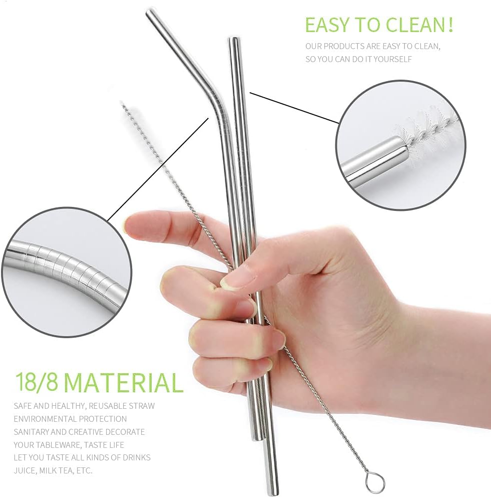 Stainless Steel Travel Utensil Set with Case - Portable Flatware Cutlery, Chopsticks, Straw - Gold